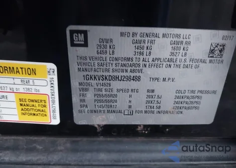 2017 GMC Acadia Limited из США, поврежденный, VIN 1GKKVSKD8HJ298488